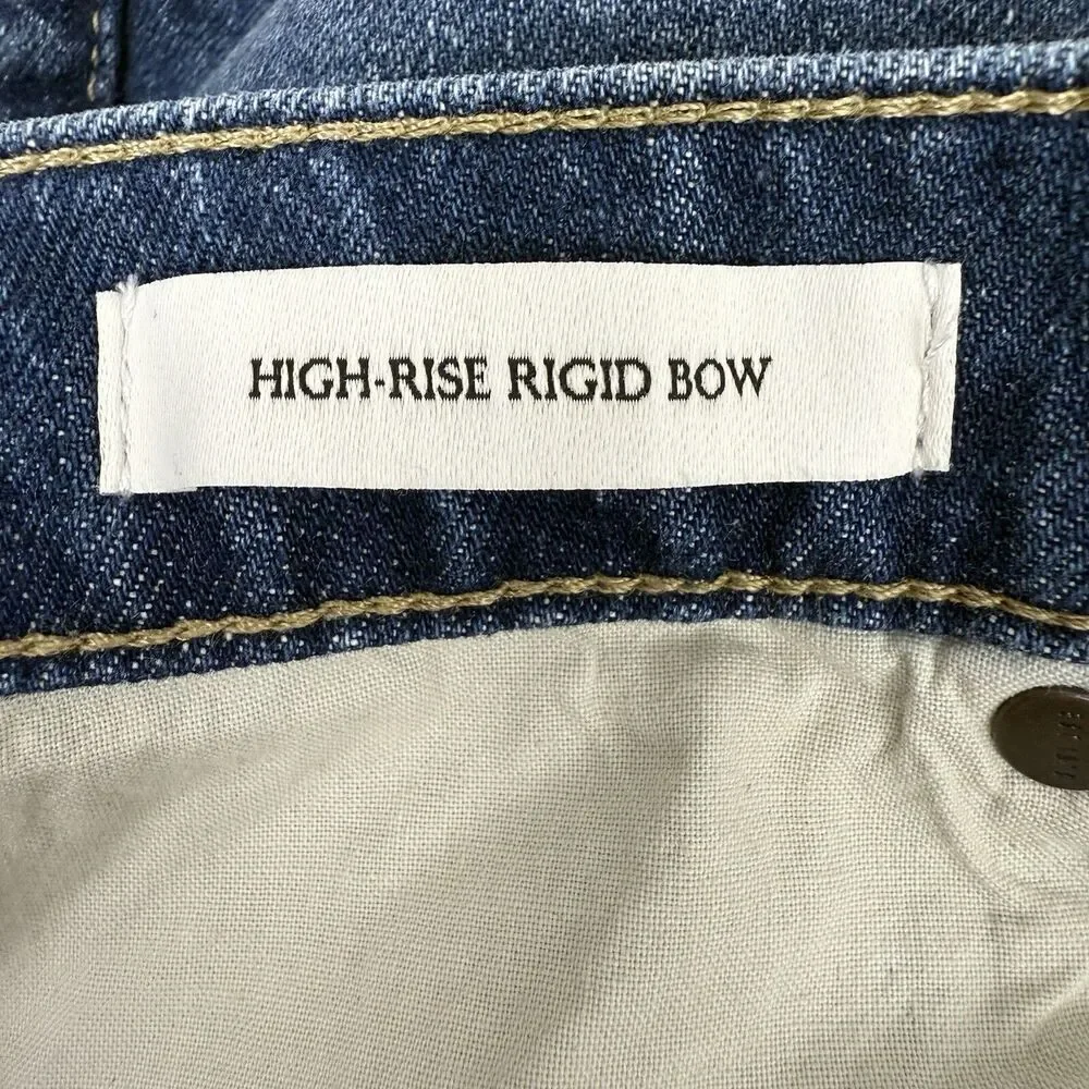 Banana Republic High Rise Rigid Bow Jeans 31 Blue‎ Horseshoe Barrel Leg NO BELT - Picture 10 of 16